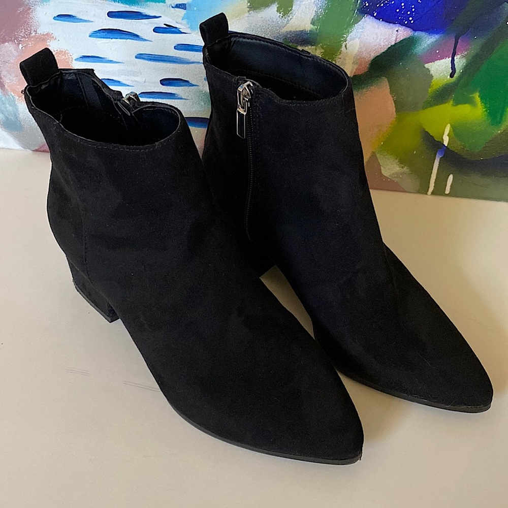 A New Day Black Suede Ankle Boots Size 8